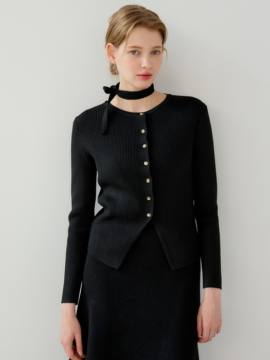 [단독][세트상품]VARYA Dress & Cardigan Two-Piece Suit - BLACK