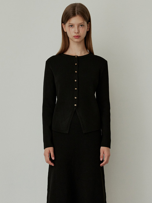 [단독][세트상품]VARYA Dress & Cardigan Two-Piece Suit - BLACK