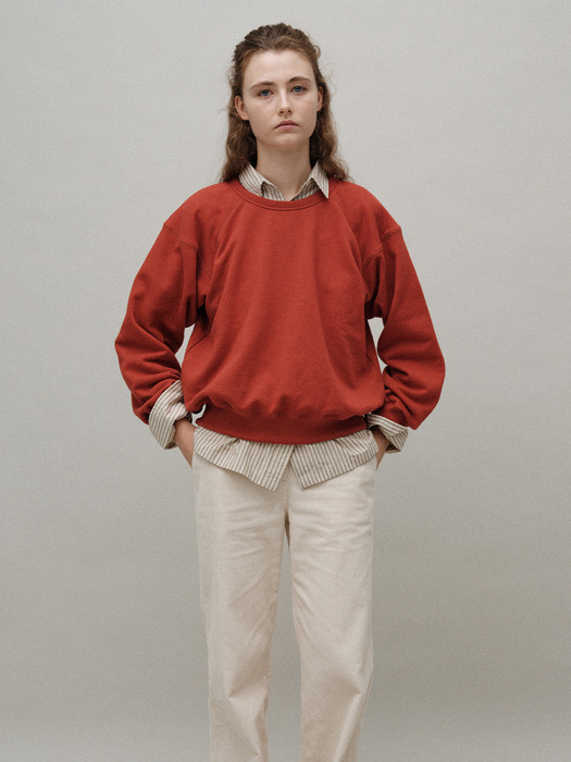 Cotton crewneck sweatshirt (Vintage brick)