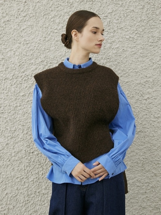 MADELEINE KNIT VEST_BROWN