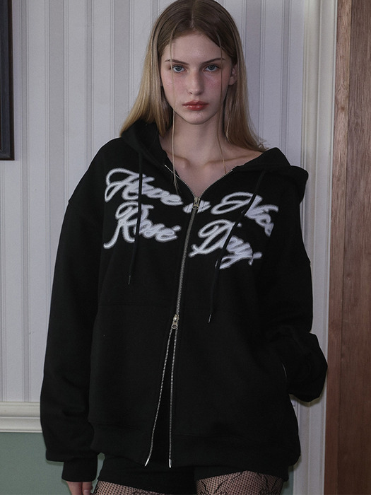 Spread Hood Zip-up [Black]