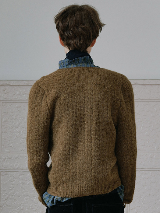 Via Rinker alpaca knit cardigan (Khaki brown)