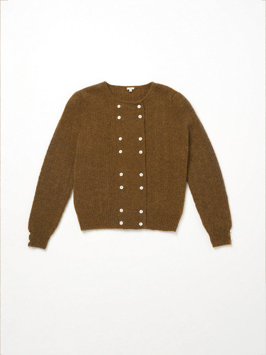 Via Rinker alpaca knit cardigan (Khaki brown)