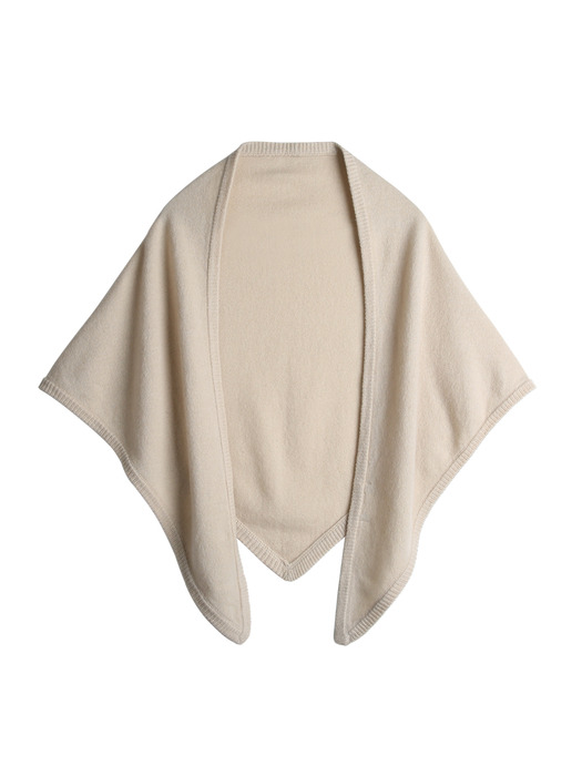 WOOL 100% KNIT SHAWL, MILK BEIGE