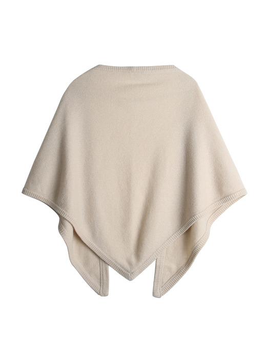 WOOL 100% KNIT SHAWL, MILK BEIGE