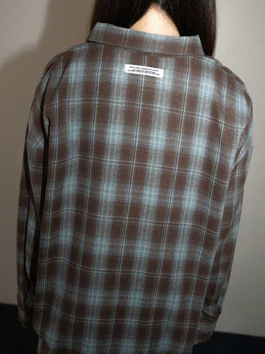 Long check shirt(Brown)