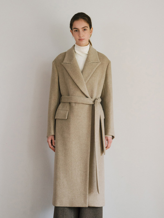 RTW CASHMERE PEAKED COLLAR LONG COAT_3COLORS