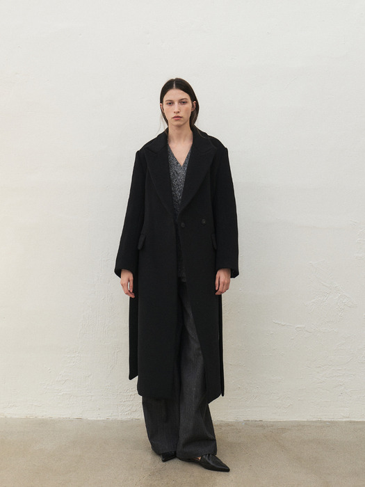 RTW CASHMERE PEAKED COLLAR LONG COAT_3COLORS