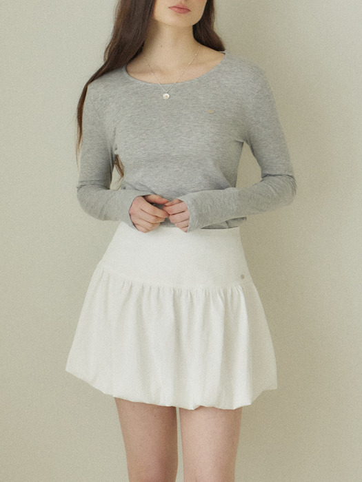 Shirring Balloon Skirt - White