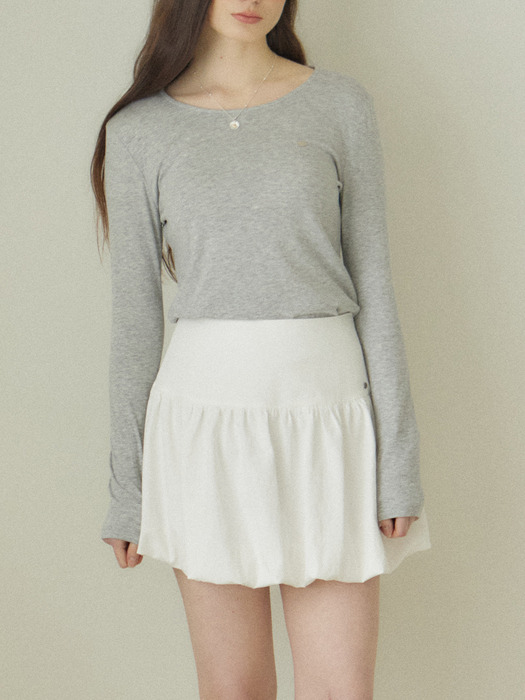 Shirring Balloon Skirt - White