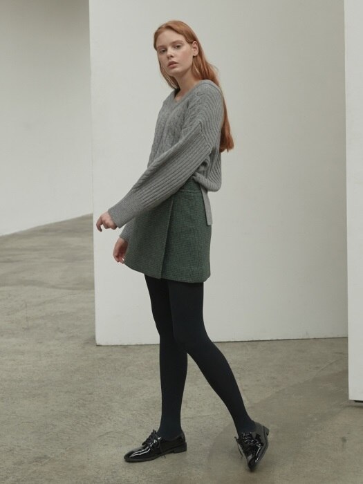 Two way wool pullover [muffler set] [GY]
