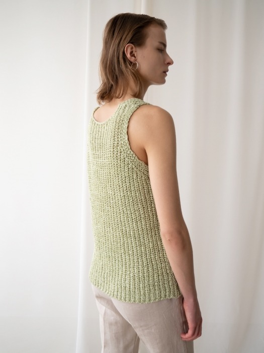 A TAPE KNIT VEST_YELLOWISH GREEN