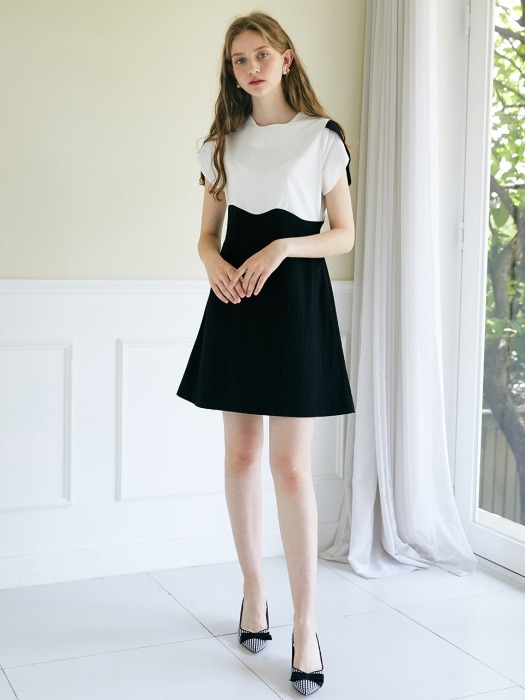 Color Wave Mini Dress _ White