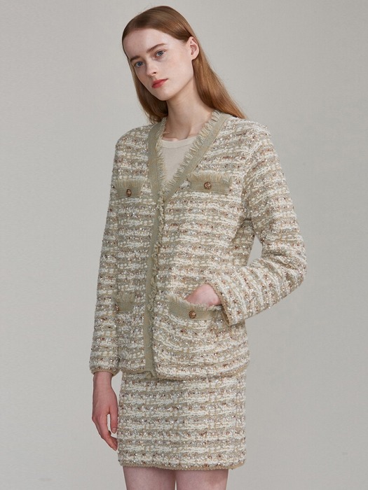 tweed knit skirt (mint)