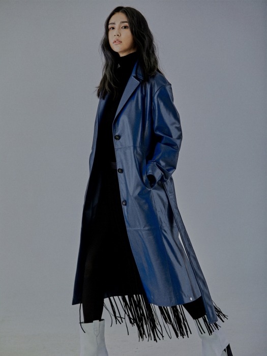 3BTN LONG COAT_ BLU