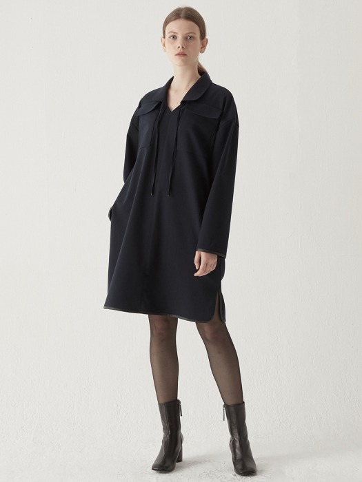 Two pocket collar one-piece - Navy