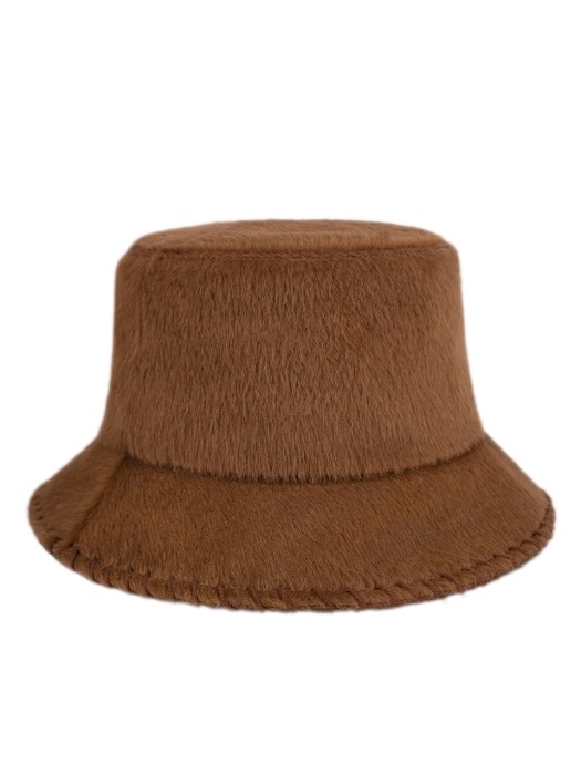 (HANDMADE EMBROIDERY) SOFT BROWN BUCKET HAT