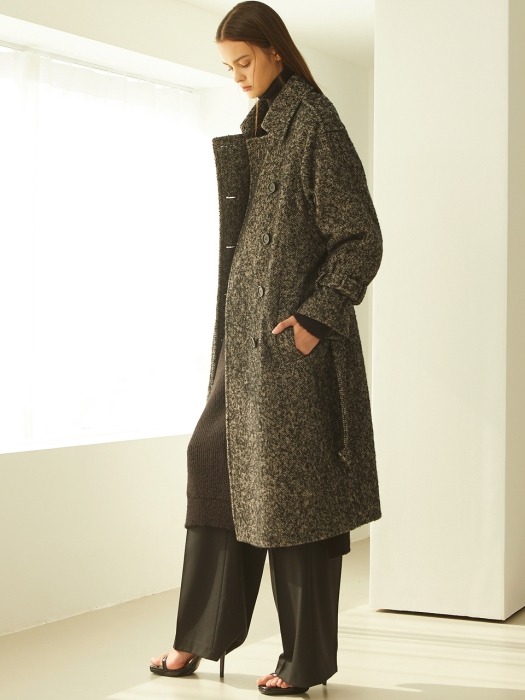 BLACK TRENCH OVERFIT WOOL COAT (블랙 트렌치 오버핏 울 코트)