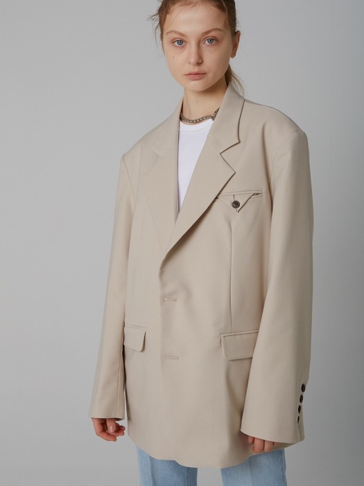 WIDE SQUARE JACKET_IVORY 