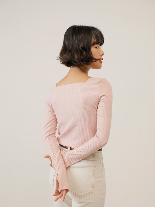 SQUARE NECK TEE / PINK