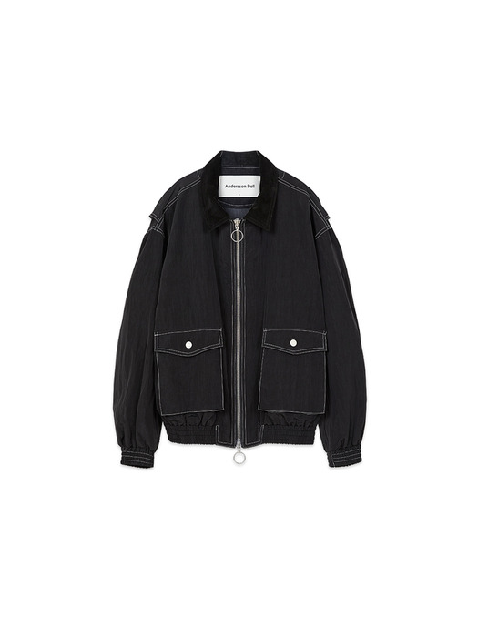 JAMES CONTRAST TOP BOMBER JACKET awa255m(BLACK)