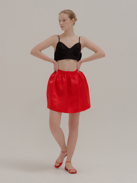 POISON Shirred Mini Skirt Red