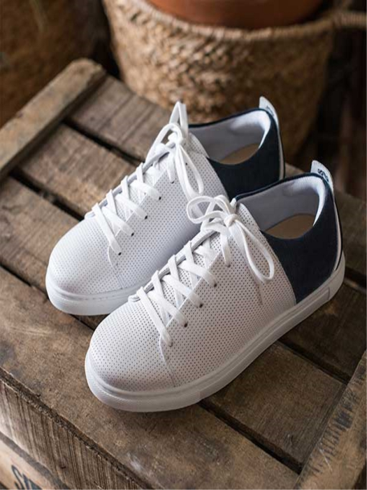 Mens Rene Perforated Navy Sneakers