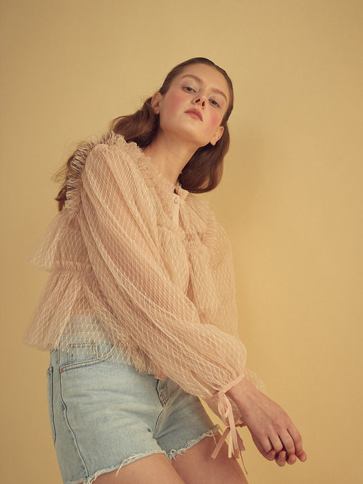 LACE TULLE BLOUSE - PINK