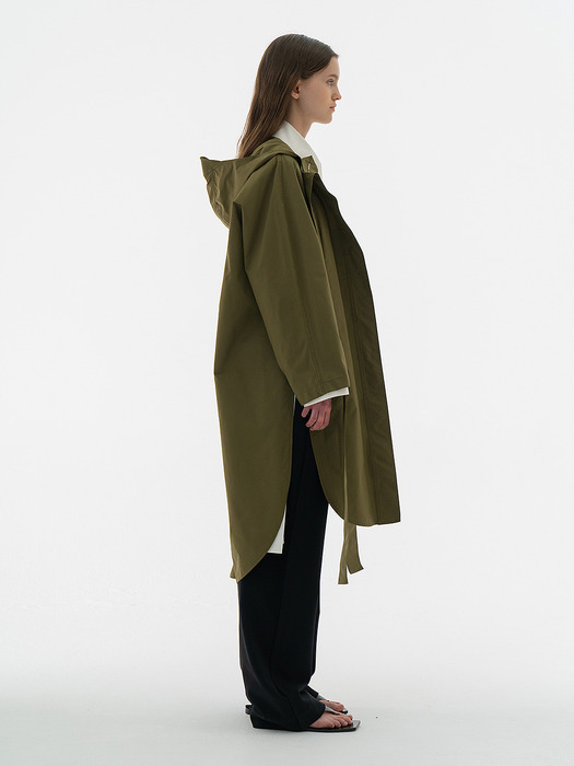 LONG HOOD COAT OLIVE GREEN