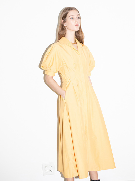 [20SS] WEST HOLLYWOOD voluminous short sleeve shirt dress (Yellow)