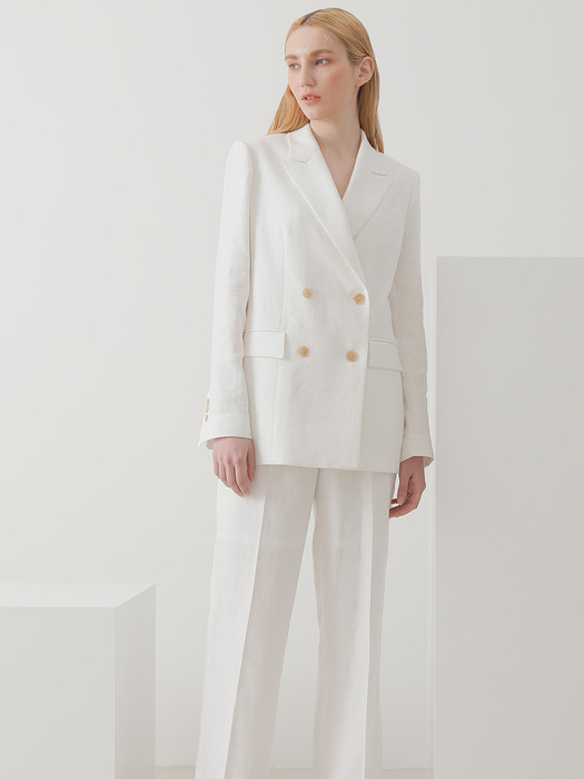 [SET] White Linen Double Suit