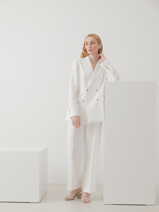 [SET] White Linen Double Suit