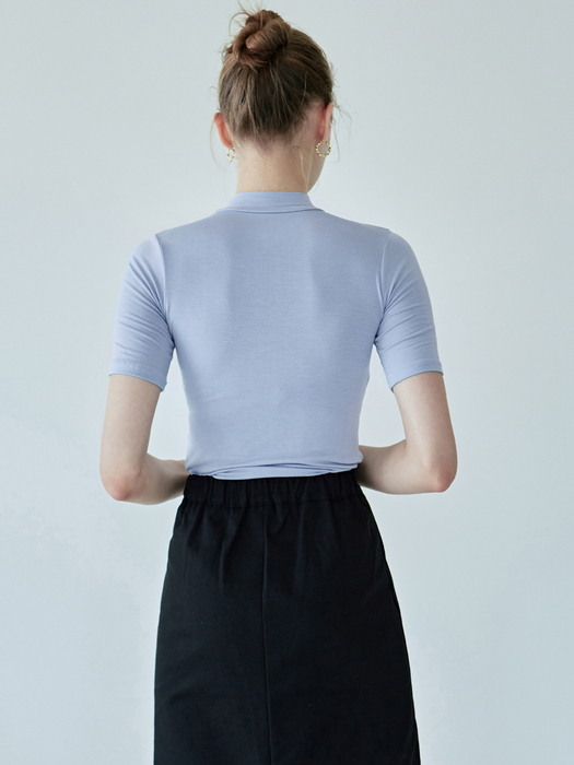 MOCK NECK HALF TOP_LAVENDER BLUE