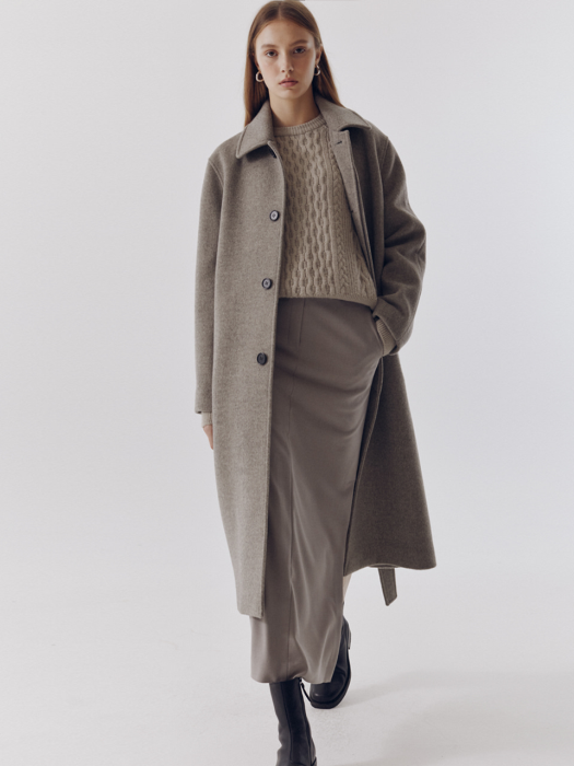 UNISEX BELTED WOOL MAC COAT OATMEAL GREY_UDCO0F113G1