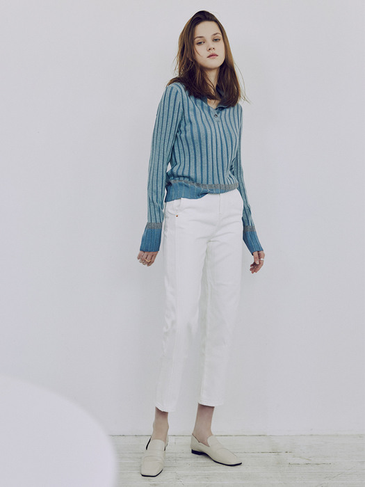 [FRONTROW x RePLAIN] Argyle Mohair 2-way Cardigan + High-rise Regular Jeans_White SET
