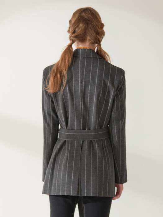 Striped belted wool Jacket