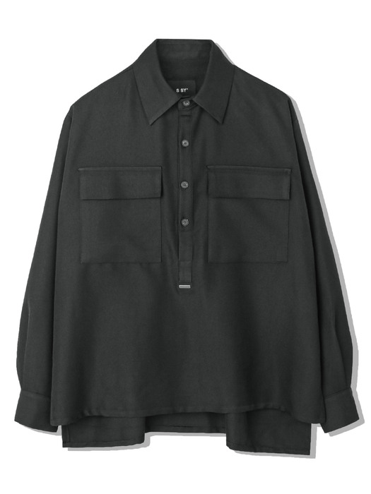 half open crop tip shirt black