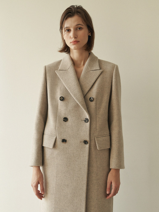 Double breasted cashmere coat - Oatmeal 