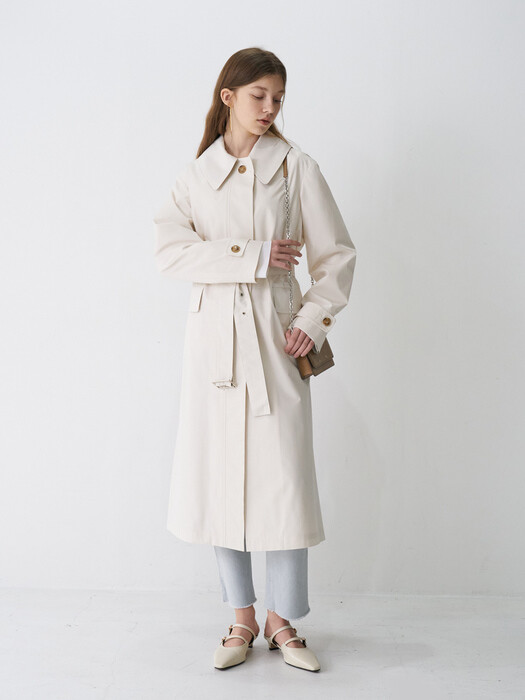 21 Spring_ Cream Basic Single Trench Coat