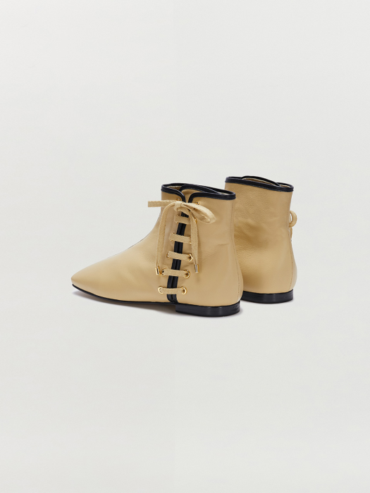 SADIE Lace-up Ankle Boots - Beige