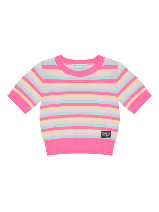 IN STRIPE CROP KNIT(PINK)