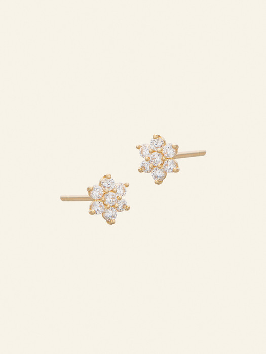 14k gold flower 7 CZ earrings (14k 골드) a04