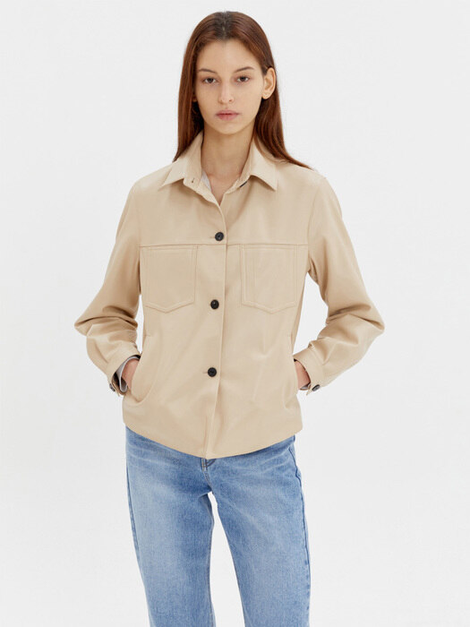 SS21 Leather shirt creme