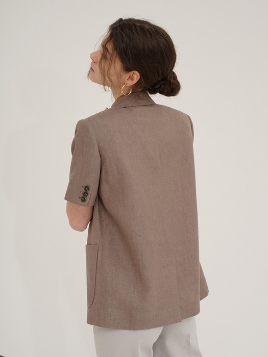 Linen 3button jacket - Brown