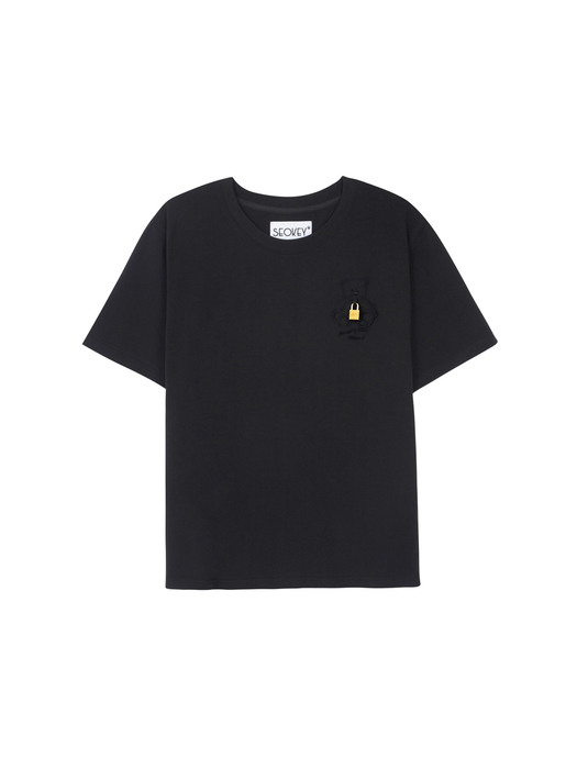 21S/S 패드록 시그니처 곰돌이 반팔 티셔츠(블랙)(남녀공용)