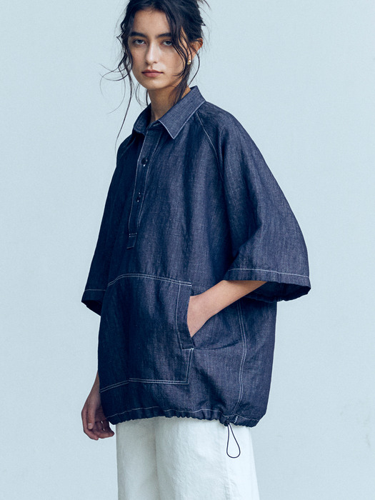 Short Sleeve Raglan Shirt (Linen Denim)