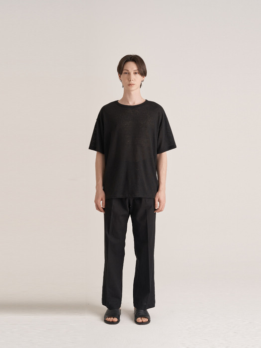 Linen Overfit T-Shirt (Black)