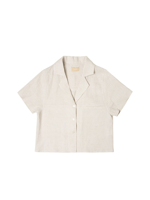 SI TP 5028 Linen Crop Shirt_Natural
