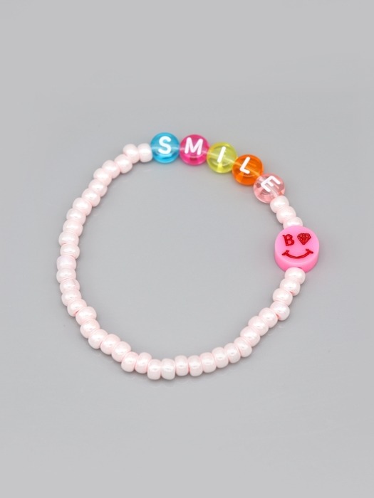 Initial smile color beads Bracelet 스마일 참 이니셜 투명 비즈 팔찌 3color