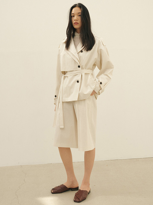 SHORT DOUBLE BREASTED TRENCH COAT (2COLORS)
